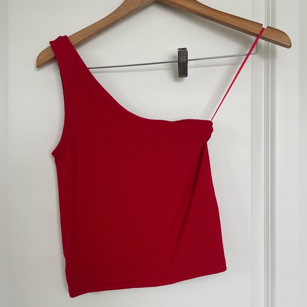 Red Asymmetrical Tank Top